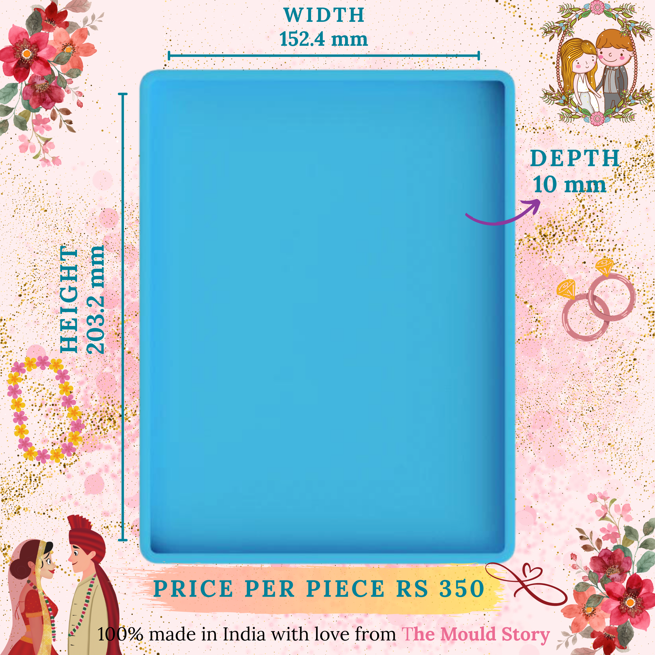 Wedding Card Mould / Rectangle Tray 6 x 8 Inches - The Mould Story