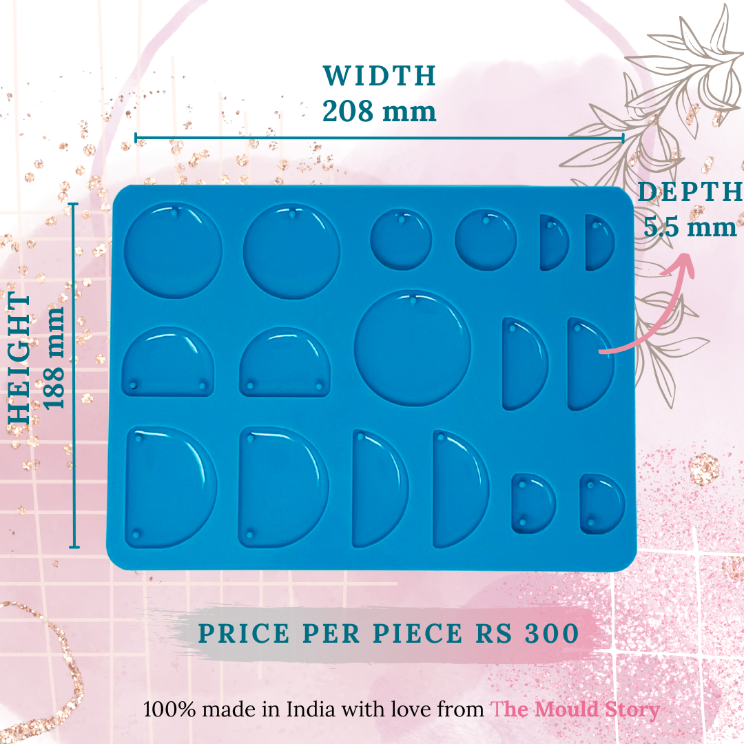Round & Crescent Pendant/ Earring Jewellery Silicone Resin Mould for resin art - The Mould Story