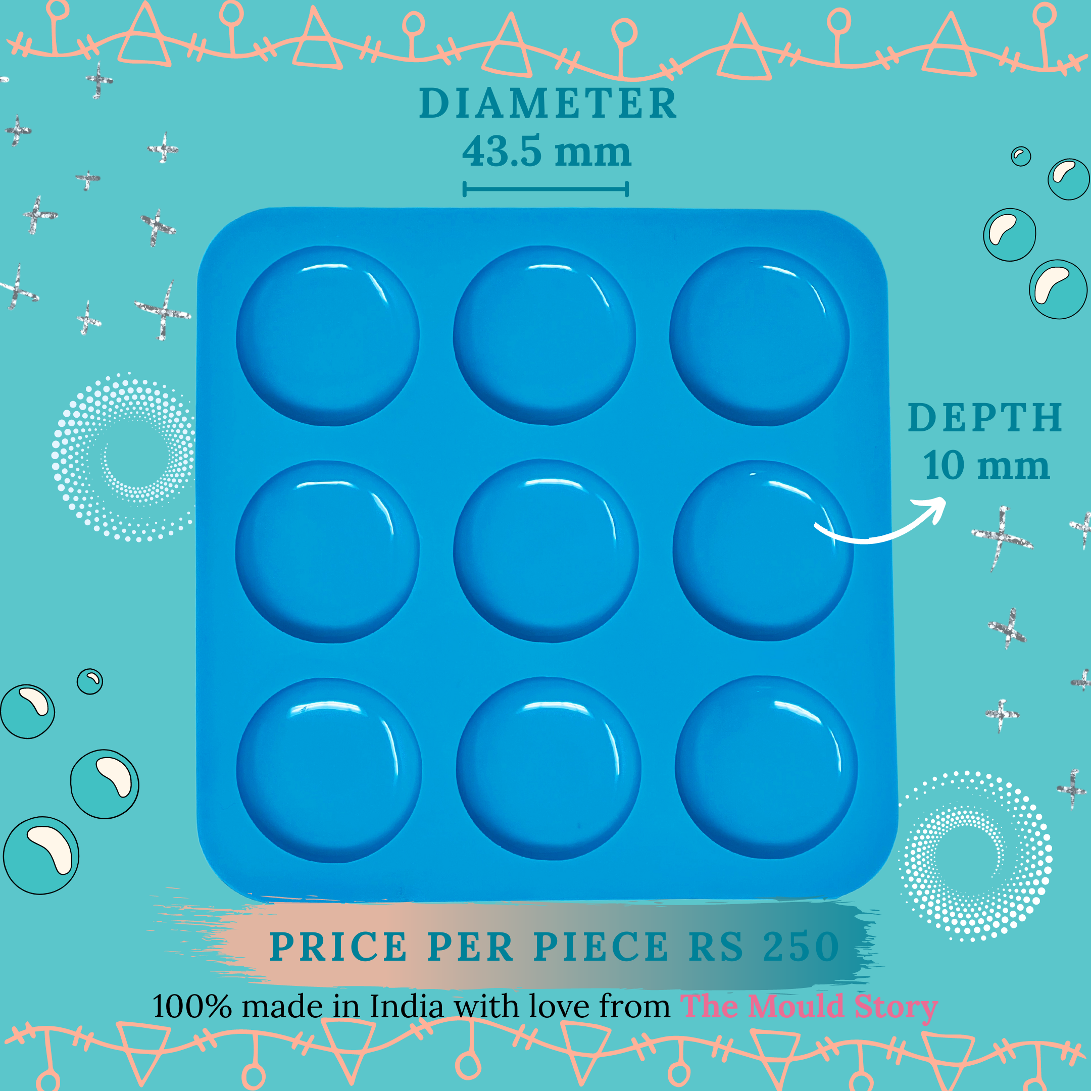 9 Cavity Round Dome Keychain Mould - The Mould Story