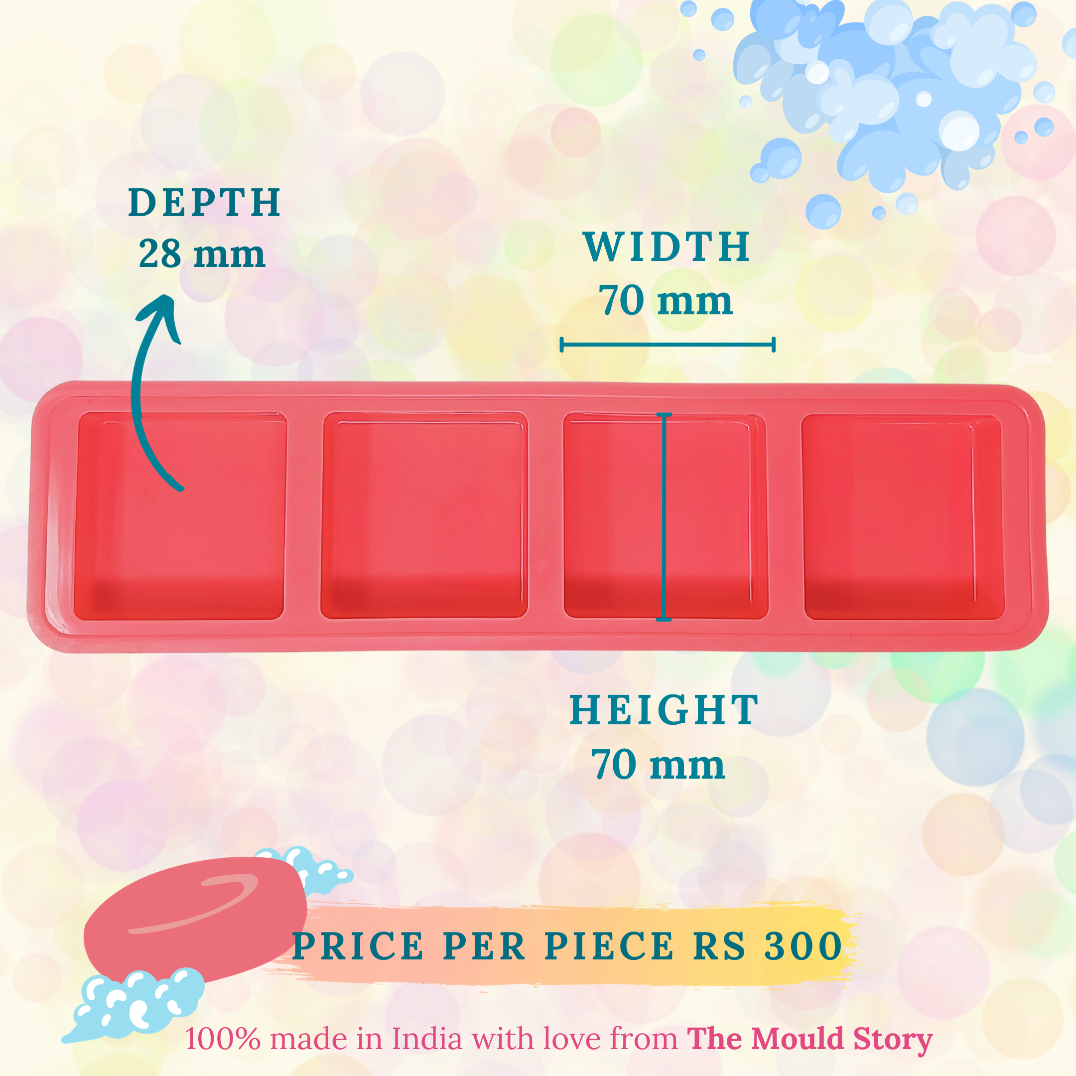 125ml Square Soap Mould - The Mould Story