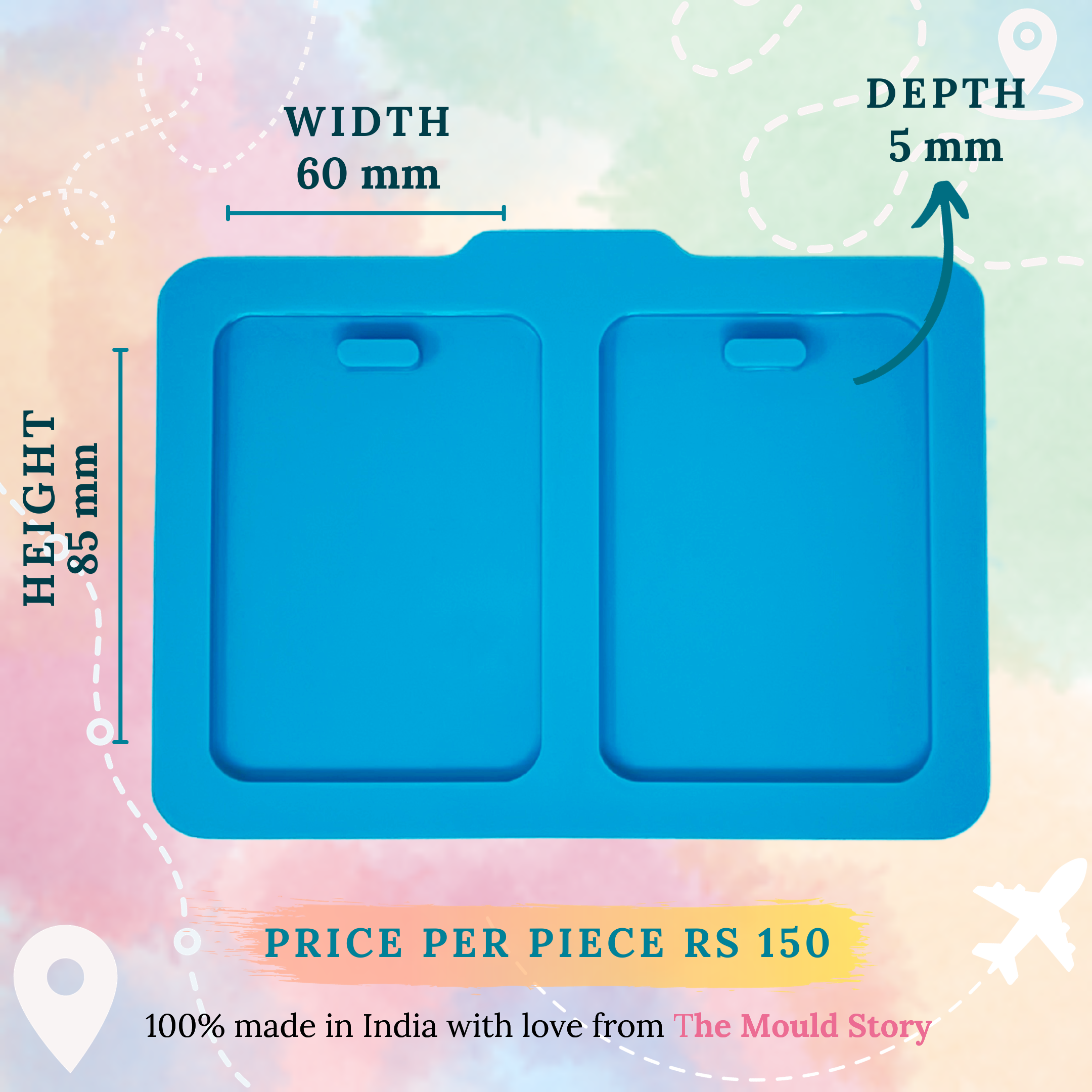 Rectangle Bag Tag Palette Silicone Resin Mould for resin art - The Mould Story