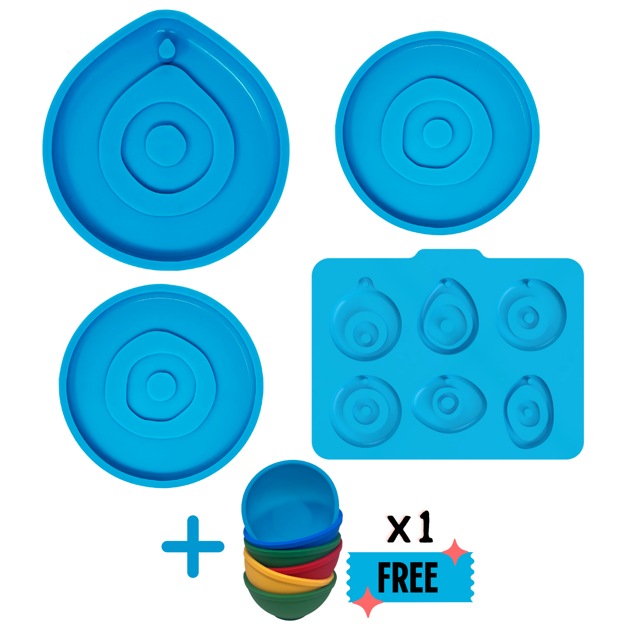 Evil Eye Value Pack of 4 silicone resin mould for resin art - The Mould Story