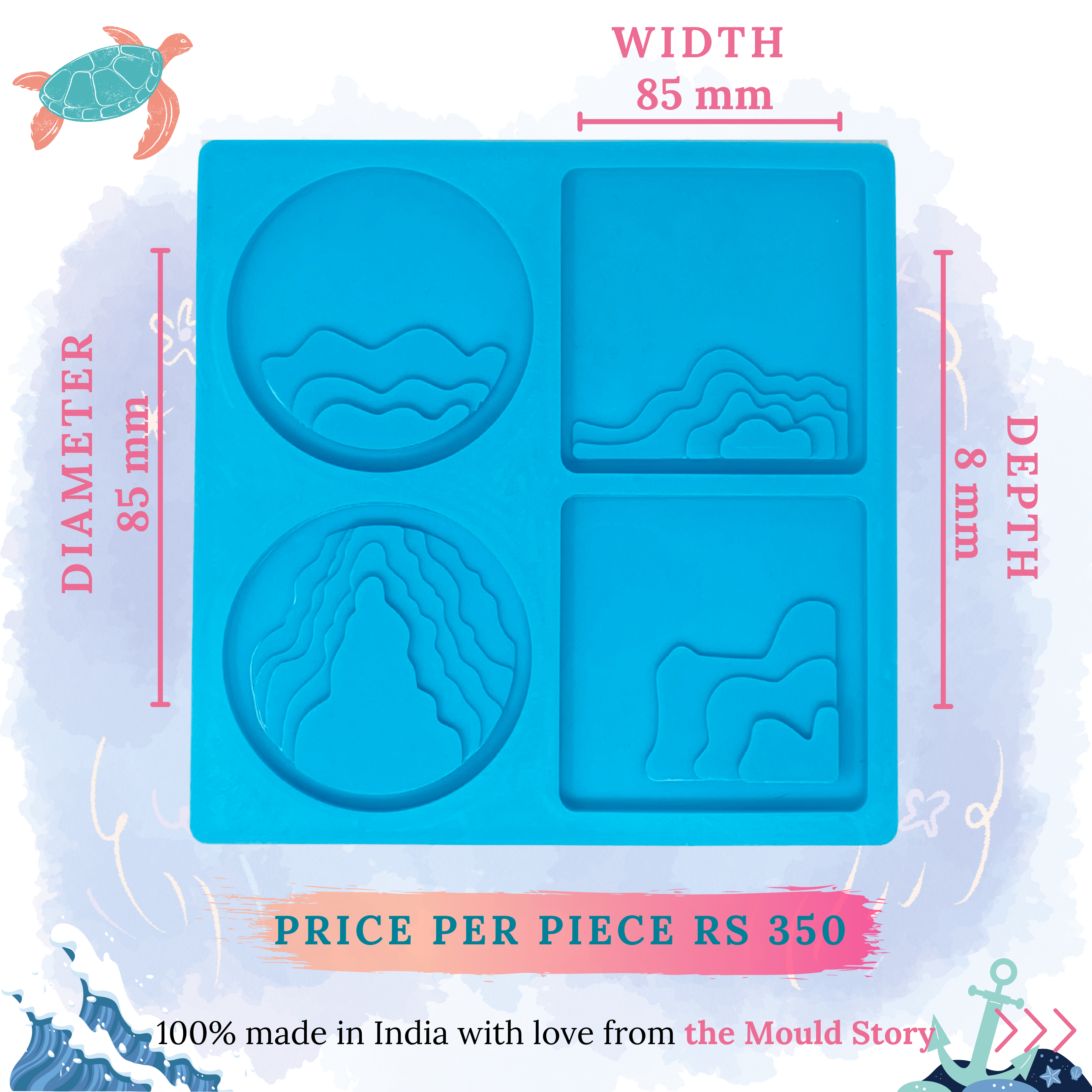 Ocean Terrace Tea Coasters Silicone Resin Mould for resin art - The Mould Story