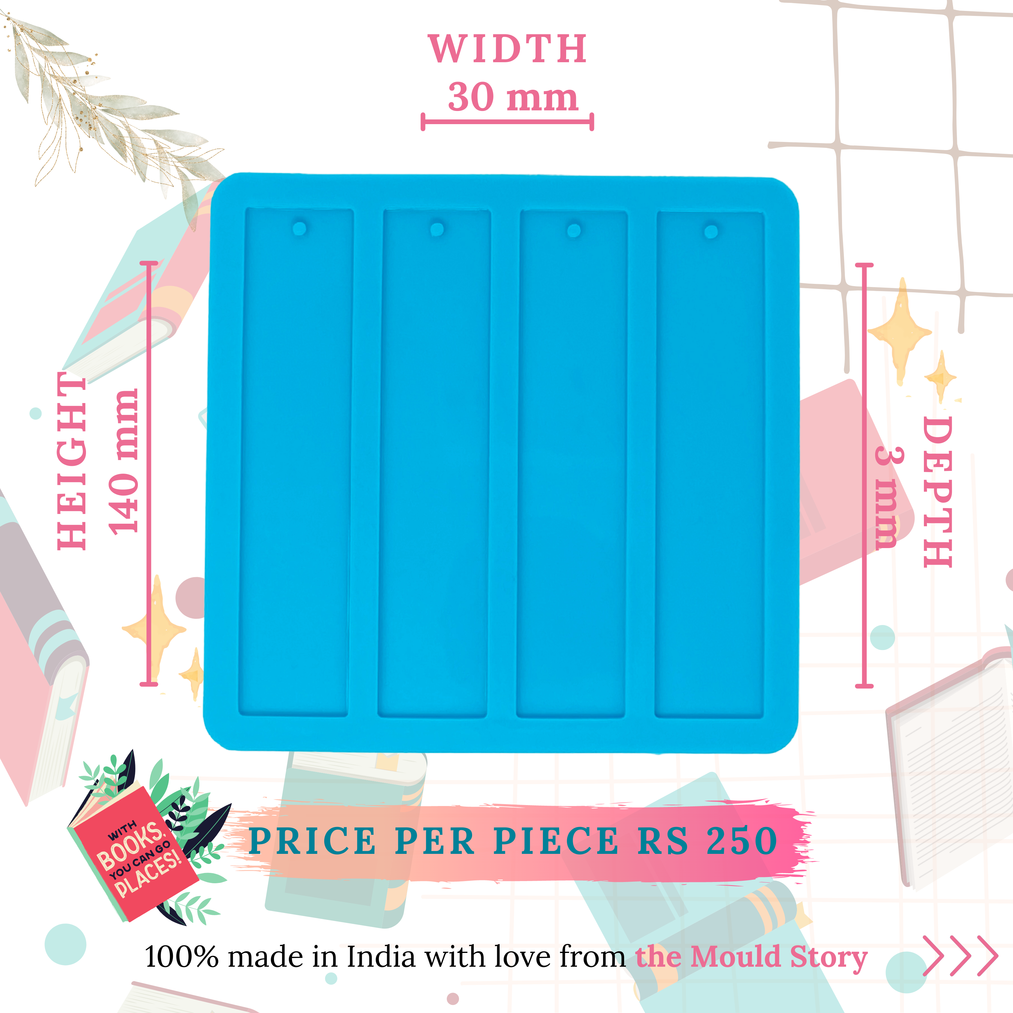 Rectangle Bookmark pack of 2 Silicone Resin Mould for resin art - The Mould Story